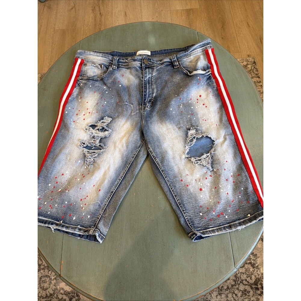 Blind Trust Distressed Denim Shorts Size 46 Paint Splatter Ripped